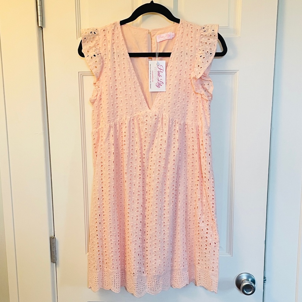 Pink Lily Baby Pink Eyelet Romper Dress